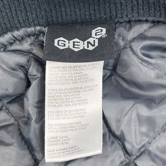 Miami Hurricanes Varsity Jacket Womens Large Gen2 Gray Black Quilted Snap Button - Picture 3 of 11